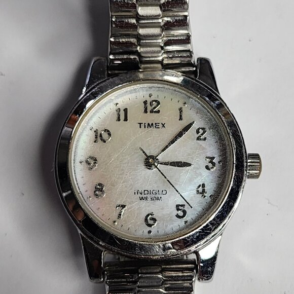 Timex Accessories - Timex Watch Women T2M826 Mother of Pearl Expansion Indiglo 25mm Quartz Analog